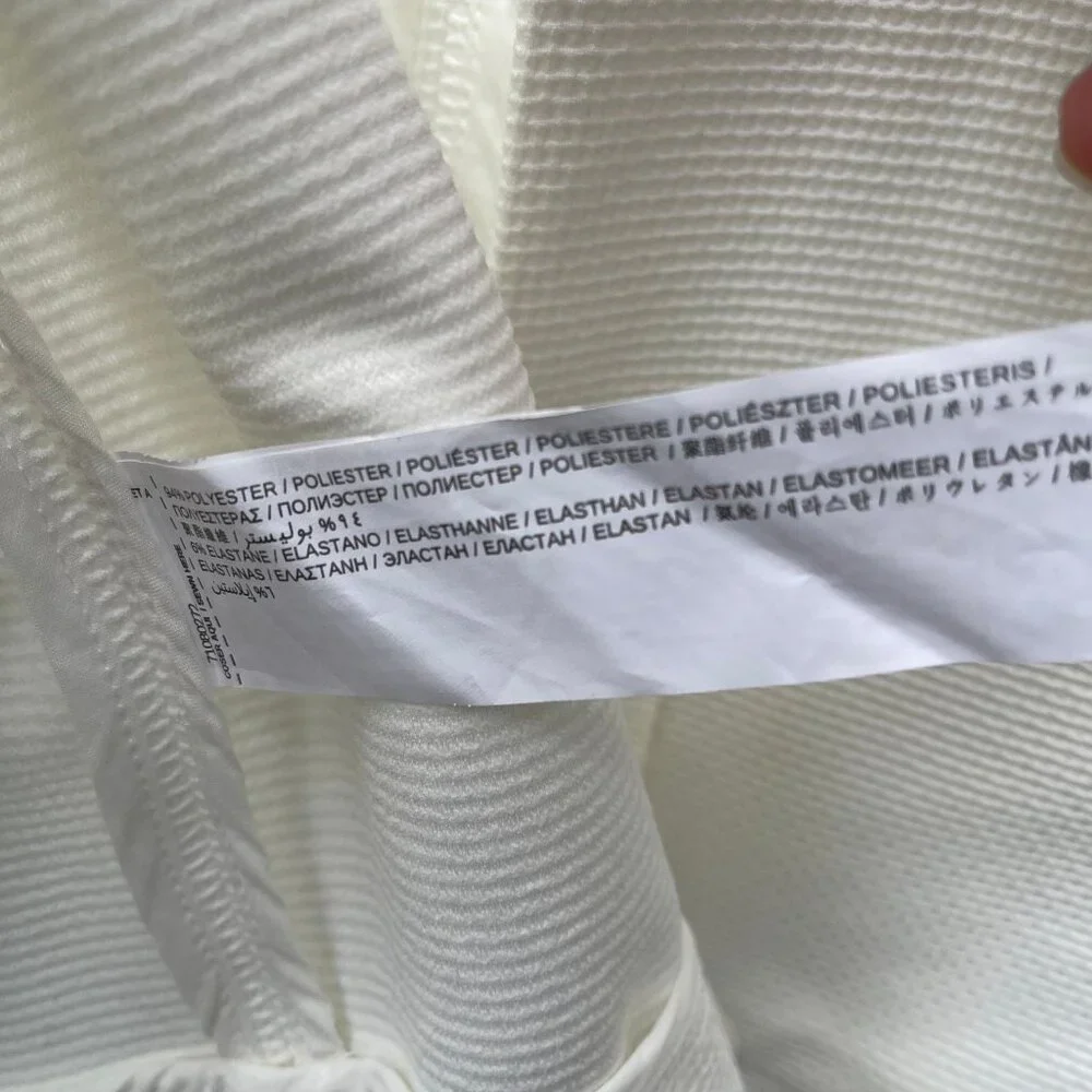 Mango Open-Front Textured White Blazer Jacket With Pockets Womens Size S - Picture 3 of 4